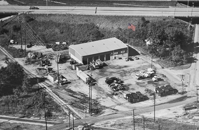 Aerial view of the Port City Repair shop in Mobile, AL